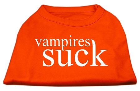 Vampires Suck Screen Print Shirt Orange XS